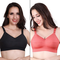 Trylo Riza Cottonfit Bra Combo Pack Black & Coral 32 C - Cup - Pack Of-2