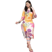 Gosriki Women's Cotton Blend Straight Printed Kurta With Pant (Wahida White-Nw-Gs_Xl_White_X-Large)