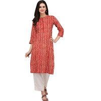 Gosriki Women's Cotton Kurta (Kur190019-Xxl_2Xl_Red)