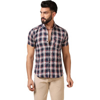 Toplot Men's Regular Fit Casual Shirt Checks Design With Spread Collar & Half Sleeves (Chex-Shirt-5177-Uniform-S)