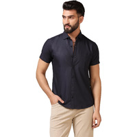 Toplot Men's Regular Fit Solid Casual Shirt With Pocket Design With Spread Collar & Half Sleeves (Half-Pocket-5179-Navy-Xxl)