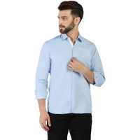 Toplot Men's Solid Slim Fit Cotton Blend Casual Shirt With Spread Collar & Full Sleeves (Plain-Shirt-5112-Sky-S)