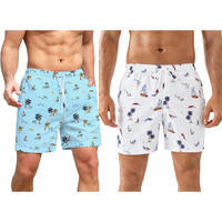 Toplot Regular Fit Printed Boxer Shorts For Men Pack Of 2 (Combo-5130-Sky-Wht-S)