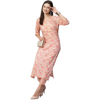 Gosriki Women's Cotton Blend Printed Straight Kurta With Pant (Alohi Red-N2W-Gs_Xxl_Red_Xx-Large)