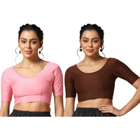 Toplot Cotton Blend Lycra Stretchable Readymade Blouses Pack Of 2 (Combo-5058-Bbp-Cof-36)
