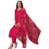 Gosriki Women's Rayon Blend Straight Printed Kurta With Pant & Dupatta (Roka Rani-Vks01-Gs_5Xl_Pink_Xxxxx-Large)