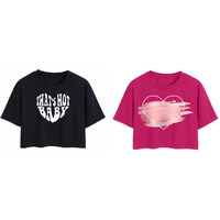 Toplot Tops For Women || Western Tops For Woman Stylish || Crop T-Shirt Western Pack Of 2 (Combo-Top-5256-Blk-Pnk-Xs)
