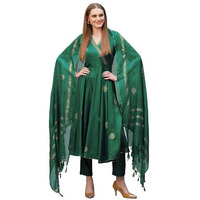 Gosriki Women's Rayon Blend Anarkali Printed Kurta With Pant & Dupatta (Berlin Green-Vks02-Gs_Xl_Green_X-Large)