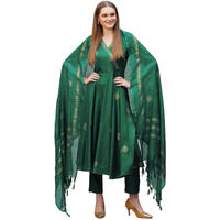 Gosriki Women's Rayon Blend Anarkali Printed Kurta With Pant & Dupatta (Berlin Green-Vks02-Gs_M_Green_Medium)