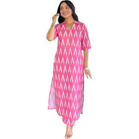 Gosriki Women's Rayon Viscose Straight Printed Kurta With Pant (Demeter Pink-Vks03-Gs_Xl_Pink_X-Large)