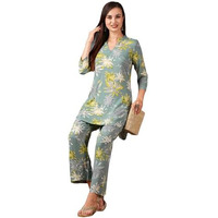 Gosriki Women's Cotton Blend Printed Ethnic Co-Ord Set (Ambhiya Grey-Gs_M_Grey_Medium)