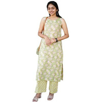 Gosriki Women's Rayon Viscose Straight Printed Kurta With Pant (Malati Lemon-Gs_Xxl_Green_Xx-Large)