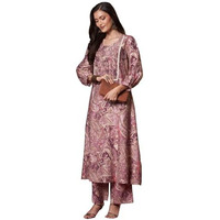 Gosriki Women's Rayon Blend Anarkali Printed Kurta With Palazzo (Marco Purple-Vks01-Gs_S_Purple_Small)