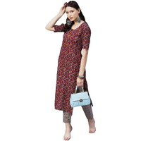 Gosriki Women's Cotton Blend Printed Straight Kurta With Pant (Slksw-Multi-Gs_4Xl_Multi_Xxxx-Large) Multicolour