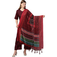 Gosriki Women's Cotton Anarkali Kurta With Palazzo & Dupatta(Kpzd-Cot-10051-Wine_M-Go_Wine_Medium)