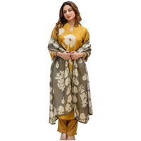 Gosriki Women's Rayon Viscose Printed Straight Kurta With Pant & Dupatta (Panuja Yellow-Vks01-Gs_Xl_Yellow_X-Large)