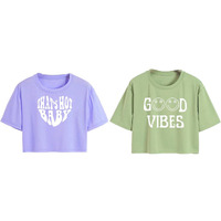 Toplot Tops For Women || Western Tops For Woman Stylish || Crop T-Shirt Western Pack Of 2 (Combo-Top-5258-Prl-Pst-Xl)
