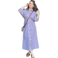 Gosriki Women's Rayon Viscose Soild Button Shirt Dress (Sinny Purple-Gs_Xxl_Purple_Xx-Large)