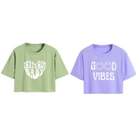 Toplot Tops For Women || Western Tops For Woman Stylish || Crop T-Shirt Western Pack Of 2 (Combo-Top-5258-Pst-Prl-Xl)