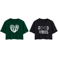 Toplot Tops For Women || Western Tops For Woman Stylish || Crop T-Shirt Western Pack Of 2 (Combo-Top-5258-Olv-Blk-Xl)