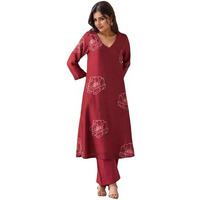 Gosriki Women's Rayon Viscose Straight Printed Kurta With Pant (Twisha Red-Vks01-Gs_Xxl_Red_Xx-Large)