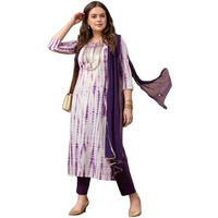 Gosriki Women's Rayon Viscose Printed Straight Kurta With Pant & Dupatta (Tiedye Begani-Vks05-Gs_5Xl_Violet_Xxxxx-Large)
