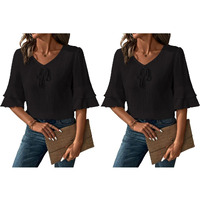 Toplot Fashion Women Tops || Shirt For Woman || Trendy Top For Women || Western Tops For Woman Stylish || Value Pack (Pop-Tshirt-5231-Black-Black-L)