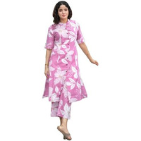 Gosriki Women's Rayon Viscose Printed A-Line Kurta With Pant (Sunoni Pink-Vks02-Gs_S_Pink_Small)