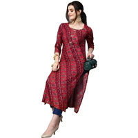 Gosriki Women's Cotton Blend Straight Printed Kurta With Pant Set (Badiya Pink-Gs_L_Pink_Large)