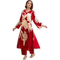 Gosriki Women's Rayon Viscose Straight Printed Kurta With Palazzo (Cukari Red-Vks04-Gs_M_Red_Medium)