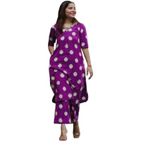 Gosriki Women's Rayon Blend Straight Printed Kurta With Pant (Hirumal Violet-Gs_L_Violet_Large)