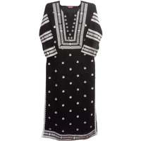 Gosriki Women's Cotton Blend Straight Chikankari Embroidered Kurta (Stho-Black-Kds-Gs_M_Black_Medium)