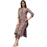 Gosriki Women's Cotton Blend Straight Printed Kurta With Pant (Cp Green-Nw-Gs_S_Green_Small)
