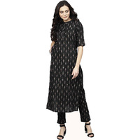 Gosriki Women's Cotton Straight Kurta (Kali Black_S