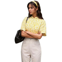 Gosriki Women's Tunics Tops Rayon Viscose Printed Short Top For Women (Rishta Yellow-Gs_Xl_Yellow_X-Large)