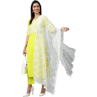 Gosriki Women's Cotton Blend Straight Solid Kurta With Pant & Dupatta (Type Green_New_L-Go_Green_Large)