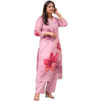 Gosriki Women's Rayon Viscose Straight Printed Kurta With Pant (Susan Pink-Vks05-Gs_S_Pink_Small)