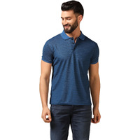 Toplot Men's Regular Fit Half Sleeve Casual Polo T-Shirt (Lining-Polo-5166-Blue-Xxl)