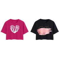 Toplot Tops For Women || Western Tops For Woman Stylish || Crop T-Shirt Western Pack Of 2 (Combo-Top-5256-Pnk-Blk-Xs)