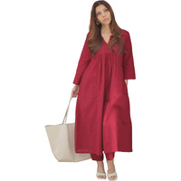 Gosriki Women's Rayon Viscose Solid A-Line Kurta With Pant (Anvi Red-Gs_3Xl_Red_Xxx-Large)