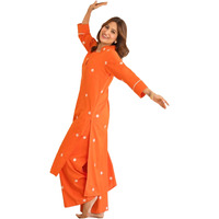 Gosriki Women's Rayon Viscose Straight Embroidered Kurta With Palazzo (Bharavi Orange-Gs_Xxl_Orange_Xx-Large)