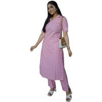 Gosriki Women's Cotton Blend Straight Printed Kurta With Pant (Pranati Baby Pink-Gs_M_Baby Pink_Medium)