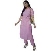 Gosriki Women's Cotton Blend Straight Printed Kurta With Pant (Pranati Baby Pink-Gs_L_Baby Pink_Large)
