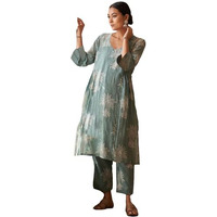 Gosriki Women's Rayon Viscose Straight Printed Kurta With Pant (Robin Pista-Vks01-Gs_S_Pista_Small)
