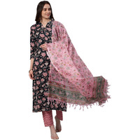 Gosriki Women's Cotton Blend Printed Straight Kurta With Pant & Dupatta (Green-Jorav-Nw-Gs_L_Green_Large)