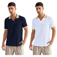 Toplot Polo T Shirt For Men || Men Casual T-Shirt || Polo For Man || Jacquard || Contrast Collar And Cuff || Value Pack (V-Jqrd-Solid-Polo-5245-Navy-White-Xxl)