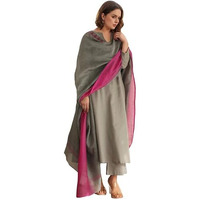 Gosriki Women's Rayon Viscose Solid Straight Kurta With Pant & Dupatta (Mogul Grey-Vks03-Gs_M_Grey_Medium)