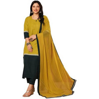 Gosriki Women's Rayon Viscose Straight Solid Kurta With Pant & Dupatta (Panai Mehandi-Vks03-Gs_Xl_Mehandi_X-Large)