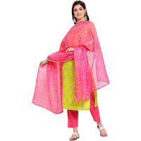Gosriki Women's Cotton Straight Kurta With Pant & Dupatta (Kptd-Cot-10022-Light Green_S-Go_Light Green_Small)