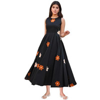 Gosriki Women's Rayon Viscose Embroidered Anarkali Kurta (Amlya Black-Gs_Xxl_Black_Xx-Large)
